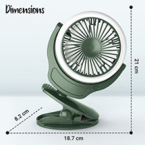 Teknum 2-IN-1 Stroller USB Charging Fan with Light - Green