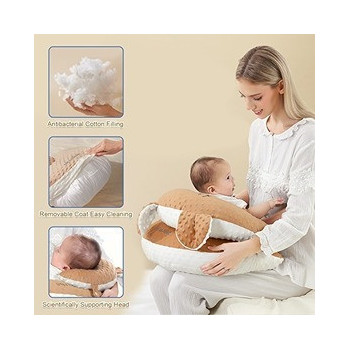 Sunveno Baby Anti-Reflux Feeding Pillow w/ C Shapped Seating Pillow - Coffee