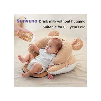 Sunveno Baby Anti-Reflux Feeding Pillow w/ C Shapped Seating Pillow - Coffee