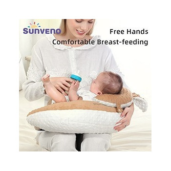 Sunveno Baby Anti-Reflux Feeding Pillow w/ C Shapped Seating Pillow - Coffee