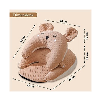 Sunveno Baby Anti-Reflux Feeding Pillow w/ C Shapped Seating Pillow - Coffee