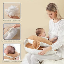 Sunveno Baby Anti-Reflux Feeding Pillow w/ C Shapped Seating Pillow - Coffee