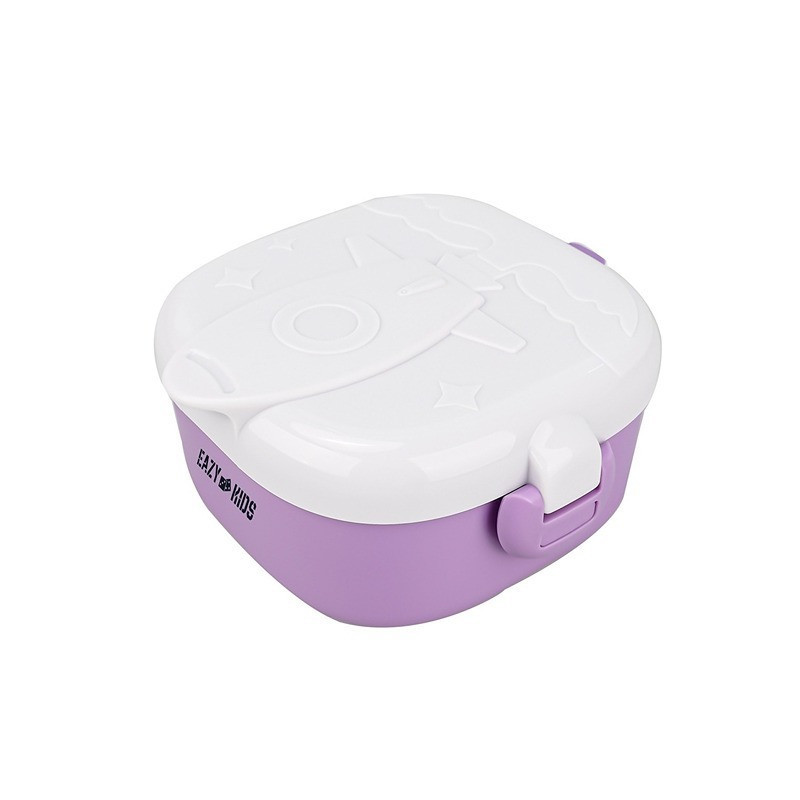 Eazy Kids Rocket Lunch Box Meal Set w/ Bowl, Scissor and Spoon - Purple (600ml)