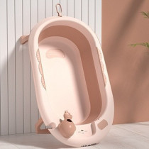 Eazy Kids Temperature Controlled Foldable Bathtub w/ Intelligent Temperature Monitoring Thermometer and Baby Head Shampoo Wash Rinse Mug - Orange