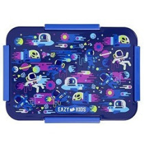 Eazy Kids Lunch Box and Tritan Water Bottle w/ Carry handle, Astronauts - Blue, 420ml