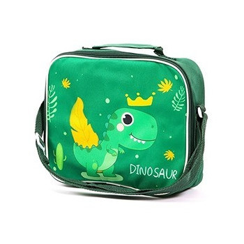 Eazy Kids Lunch Box and Water Bottle With Bag - Dino Green