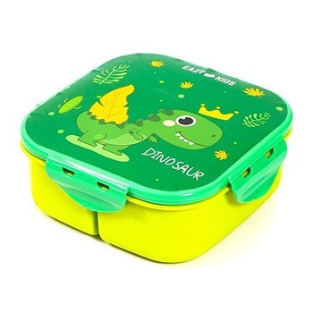 Eazy Kids Lunch Box and Water Bottle With Bag - Dino Green