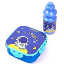 Eazy Kids Lunch Box and Water Bottle With Bag - Space Blue