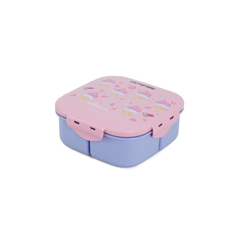 Eazy Kids Square Bento Lunch Box - Ice Cream Pink 