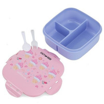 Eazy Kids Square Bento Lunch Box - Ice Cream Pink 
