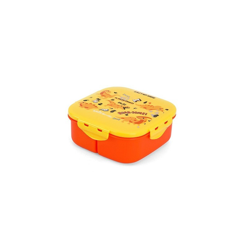 Eazy Kids Square Bento Lunch Box - Dino Yellow