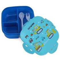 Eazy Kids Square Bento Lunch Box - Construction Blue