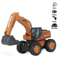 Little Story Simulation Inertial Engineering Excavator Toy Vehicle With Light and Sound, Included 3*AG13 Cell Battery - Yellow
