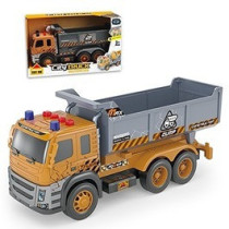 Little Story Simulation Inertial Engineering Dumping Truck Toy Vehicle With Light and Sound, Included 3*AG13 Cell Battery - Yellow