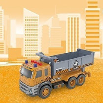 Little Story Simulation Inertial Engineering Dumping Truck Toy Vehicle With Light and Sound, Included 3*AG13 Cell Battery - Yellow