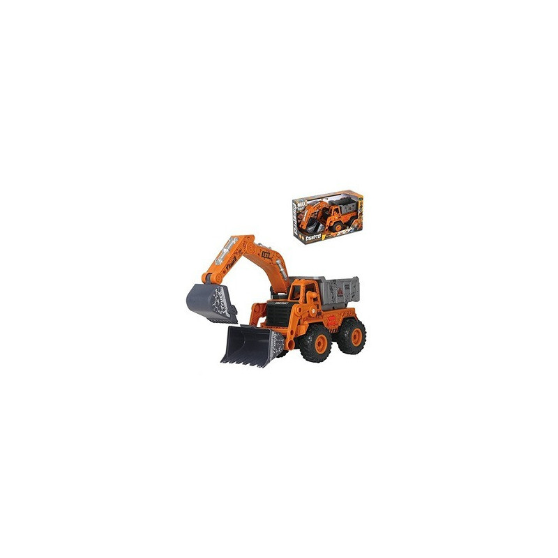 Little Story Simulation Inertial 3-In-1 Engineering Excavator/Dumping Truck Toy Vehicle With Light and Sound, Included 3*AG13 Cell Battery - Yellow