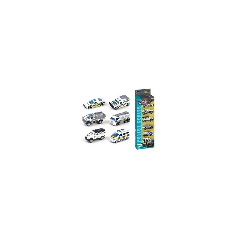 Little Story Alloy Sliding Police Toy Car (6Pcs) - White