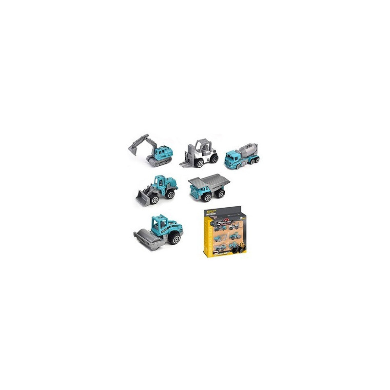 Little Story Alloy Sliding Engineering Toy Truck (6 Pcs) - Multicolor