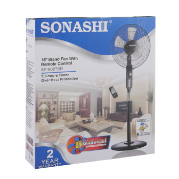 Sonashi 16 Inch Stand Fan With Remote Control, 2 Years Warranty (SF-8027SR)