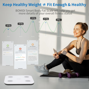 Bomidi S1 Smart Body Fat Weight Scale LED Display Bluetooth 4.0 Smart App Body Composition BIA Technology BMI - White