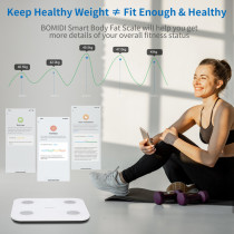 Bomidi S1 Smart Body Fat Weight Scale LED Display Bluetooth 4.0 Smart App Body Composition BIA Technology BMI - White