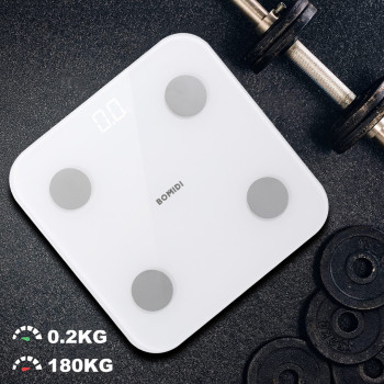 Bomidi S1 Smart Body Fat Weight Scale LED Display Bluetooth 4.0 Smart App Body Composition BIA Technology BMI - White