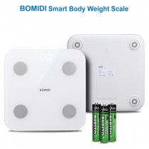 Bomidi S1 Smart Body Fat Weight Scale LED Display Bluetooth 4.0 Smart App Body Composition BIA Technology BMI - White