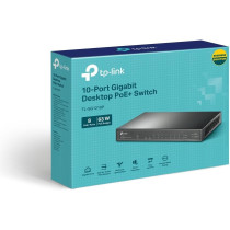TP-Link TL-SG1210P 10-Port Gigabit Desktop Switch with 8 Port PoE+ Ethernet Switch (30W/PoE port 63W for all PoE ports, No Configuration Required), Qos
