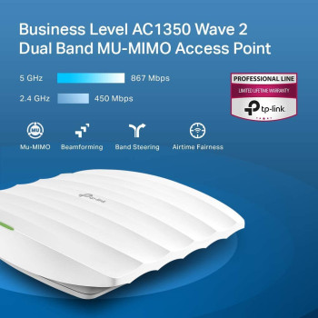 TP-Link EAP225, Omada AC1350 Gigabit Wireless Access Point, Business WiFi Solution w/Mesh Support, Seamless Roaming MU-MIMO, PoE Powered, SDN Integrated, Cloud Access Omada App, White