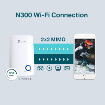 TP-Link TL-WA850RE 300Mbps Universal Wi-Fi Range Extender, Ethernet Bridge Support Wi-Fi Booster Repeater Works with any Wi-Fi Router