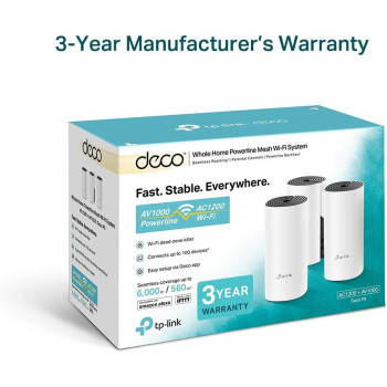 tp-link Deco P9 Whole Home Powerline Mesh Wi-Fi System, Up To 6000 Sq ft coverage, Thick Wall, Works with Amazon Echo/Alexa, Wi-Fi Booster, Parental Controls, Pack of 3