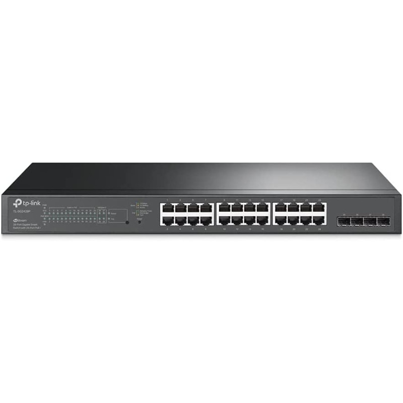 TP-Link TL-SG2428P JetStream 28-Port Gigabit Smart Switch with 24-Port PoE+, 4 SFP Slots (250 Watt Budget, Centralized Cloud Management Omada SDN, and Intelligent Monitoring)