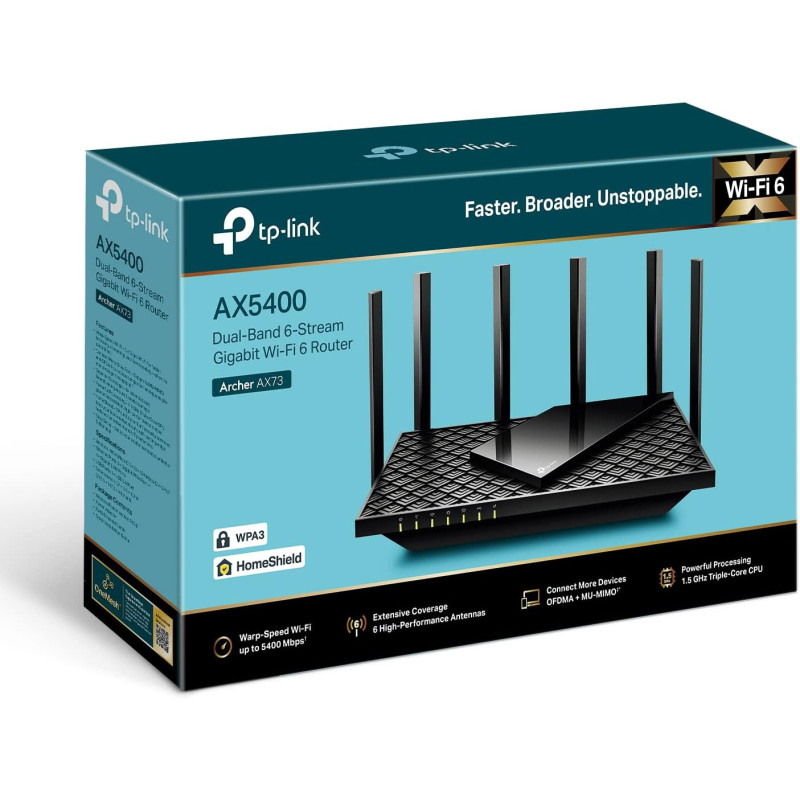 TP-Link AX5400 WiFi 6 Dual Band Gigabit Wireless Internet Router, High-Speed AX Router for Streaming, Long Range Coverage - Archer AX73