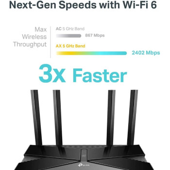 TP-Link Archer AX50 AX3000 Dual Band Gigabit Wi-Fi 6 Router, 3000Mbps Fast Speed, 8K Streaming, Link Aggregation, 1— USB 3.0 Port, Built-in Antivirus, Parental Controls, Works with Alexa