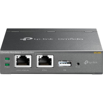 TP-Link OC200 Omada Hybrid PoE Hardware Controller for EAP Series, USB Port for Automatic Backup, Cloud Service, Mobile App, Plug and Play, Metal Housing, Grey Metallic