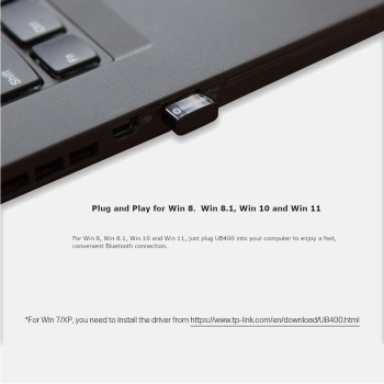 TP-Link Nano USB Bluetooth 4.0 Adapter for PC Laptop Desktop Computer, Bluetooth Dongle and Receiver for Windows 11/10/8.1/8/7/XP, Plug and Play(UB400)