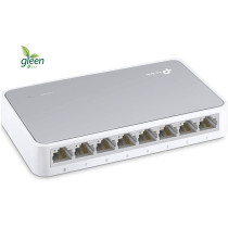 TP-Link 8 Port 10/100Mbps Fast Ethernet Switch, Desktop Ethernet Splitter, Ethernet Hub, Plug and Play, Fanless Quiet, Desktop Design, Green Technology, Unmanaged (TL-SF1008D), White