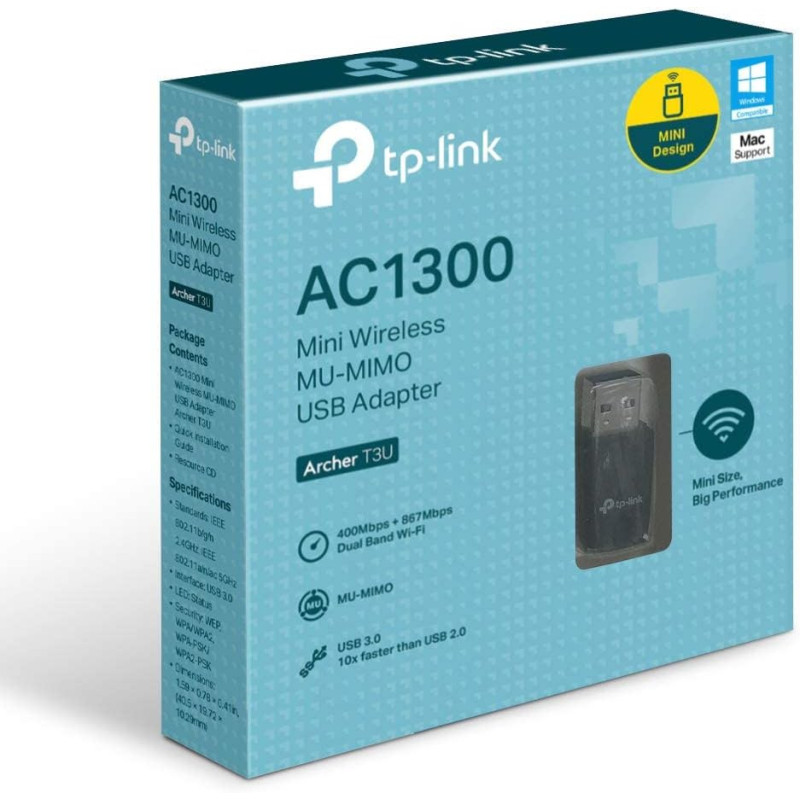 TPLINK AC1300 Mini Wireless MU-MIMO USB Adapter Archer T3U