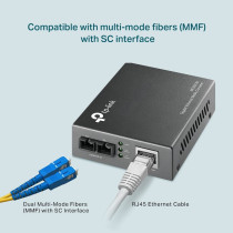 TP-Link Gigabit Multi-Mode Media Converter, Complies with IEEE 802.3ab and IEEE 802.3z Extends Fiber Distance Up to 0.55 km (MC200CM),Black