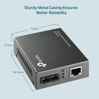 TP-Link Gigabit Multi-Mode Media Converter, Complies with IEEE 802.3ab and IEEE 802.3z Extends Fiber Distance Up to 0.55 km (MC200CM),Black