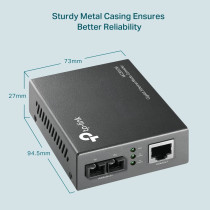 TP-Link Gigabit Multi-Mode Media Converter, Complies with IEEE 802.3ab and IEEE 802.3z Extends Fiber Distance Up to 0.55 km (MC200CM),Black