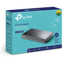 TP Link TL SG1008P Gigabit PoE Switch, 64W, Desktop, Plug Play, Sturdy Metal with Shielded Ports, Fanless, Limited Lifetime Protection, Traffic Optimization, Unmanaged, Black, 8 Port w/4 PoE Port