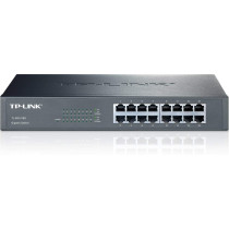 TP-Link 16-Port Gigabit Ethernet Unmanaged Switch, Plug and Play, Metal, Desktop/Rackmount, Fanless, Limited Lifetime (TL-SG1016D)