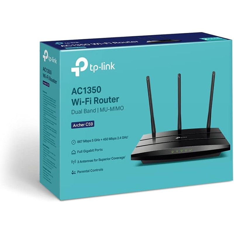 TP-Link AC1350 Gigabit WiFi Router (Archer C59) - Dual Band MU-MIMO Wireless Internet Router, Supports Guest WiFi and AP mode, Long Range Coverage