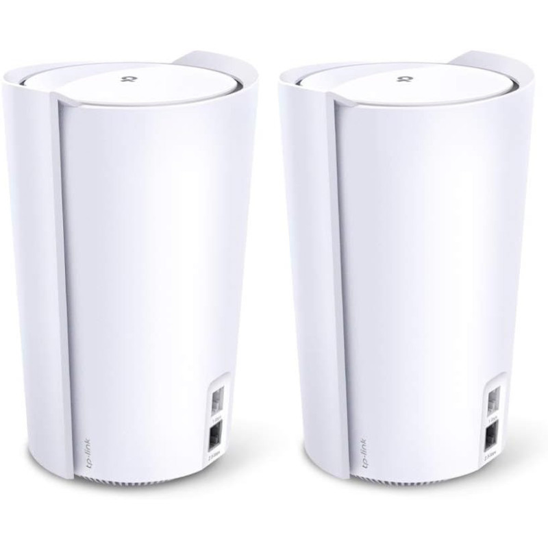 TPLink AX6600 Tri Band Whole Home AI Driven Mesh Wi Fi 6 System for Lightning Fast Connections, boosting seamless coverage with Home Shield, 2.5Gbps WAN Port, works with Alexa Deco X902Pack White