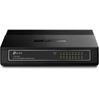 TP Link TL SF1016D 16 Port 10/100 Mbps Desktop Ethernet Switch/Hub, Ethernet Splitter, Plug Play, No Configuration Required, Black, 16 port Fast, Desktop