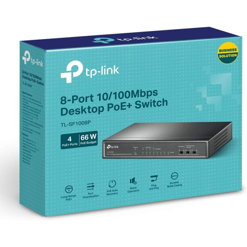 TP-LINK 8-Port 10/100Mbps Desktop Switch with 4-Port PoE+ (TL-SF1008P)