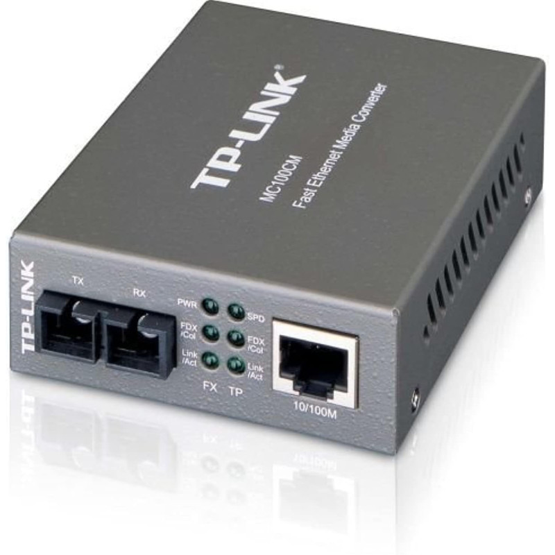 TP-LINK MC100CM Media Converter, 10/100Mbps RJ45 to 100M multi-mode SC fiber, up to 1.2miles, chassis mountable