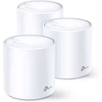 TP Link AX3000 Whole Home Mesh Wi Fi 6 System for Boosted Seamless Coverage up to 7,000 sq.ft,Ultra Low Latency for Gaming,Built In Antivirus,works with Alexa Deco X603Pack White, Deco X60(3-Pack)