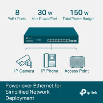 TP-Link TL-SG2210MP JetStream 10-Port Gigabit Smart Switch with 8-Port PoE+, 2 SFP slots (150 W, Rackmount)